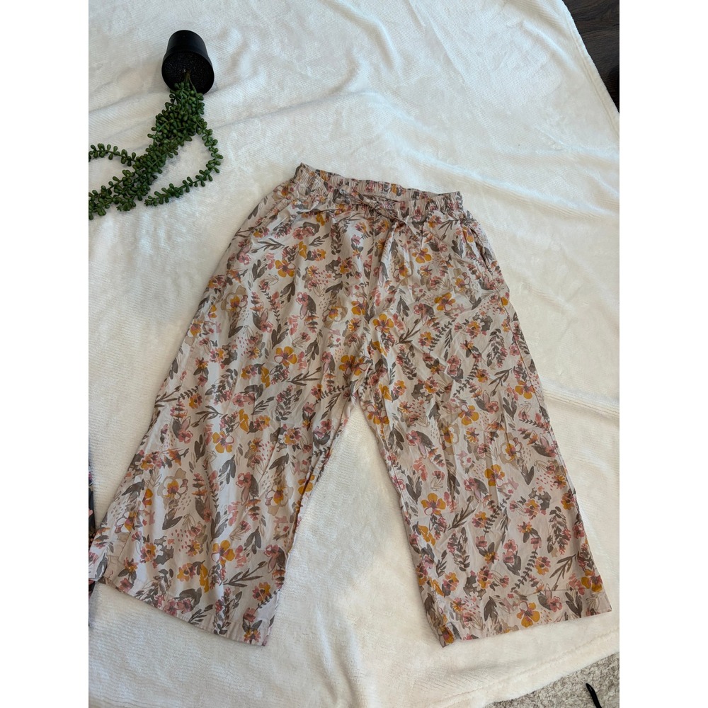 Uniqlo Relaco LOT OF 2 Wide Leg Floral Lounge Pants Small 100% Cotton Loungewear - Picture 5 of 6